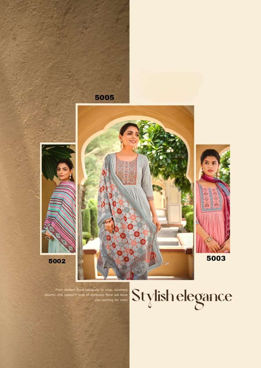 GULMAHOR VOL 2 PREMIUM LIVA TAG RAYON THREAD AND HANDWORK KURTI WITH PANT AND MUSLIN DIGITAL PRINT DUPATTA BY S3FOREVER BRAND POSTER2